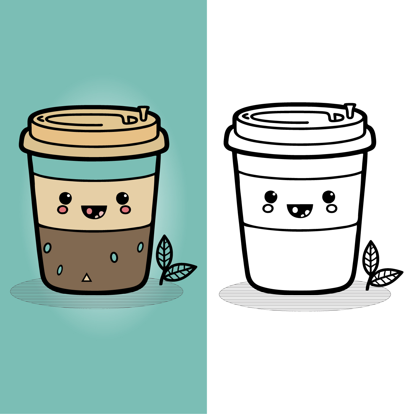 Coffee Cup Logo, Cute Coffee Cup Cartoon line art colorful Vector  Illustration, Coffee cup icon design, Flat carton style, and Food and drink  icon