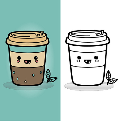 Coffee Cup Logo, Cute Coffee Cup Cartoon line art colorful Vecto cartoon line art coffee cup coffee cup icon coffee cup logo coffee logo coffee shoop cup logo cute coffee cute coffee cup design food graphic design hot drink icons illustration paper cup