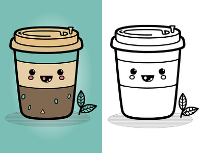 Coffee Cup Logo, Cute Coffee Cup Cartoon line art colorful Vecto cartoon line art coffee cup coffee cup icon coffee cup logo coffee logo coffee shoop cup logo cute coffee cute coffee cup design food graphic design hot drink icons illustration paper cup