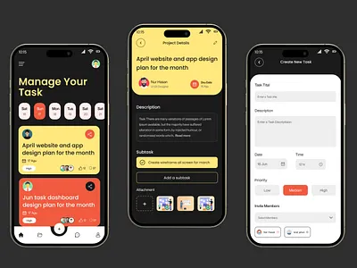 Task management mobile app amazing app cards creative date design figma home management mobile mockup new nurpixel post profile system task ui ux working