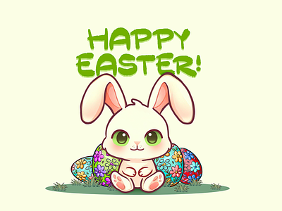 Happy Easter 2023 2d artwork bunny easter easter eggs illustration lettering typography