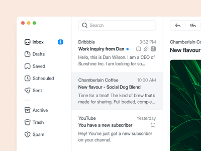 Email App Concept app application clean design email interface mac macos mail minimal ui ux white