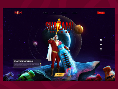 Shazam X Prime Product web UI design. aesthetic blockchain website digital product website drinks website graphic design landing page modern website movie landing page nft nft website prime shazam sophisticated ui ui design ux ux ui website website designer website ui