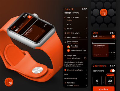 Cron | WatchOS App Concept app apple watch calendar concept cron figma inspiration schedule time management ui user interface watch watchos
