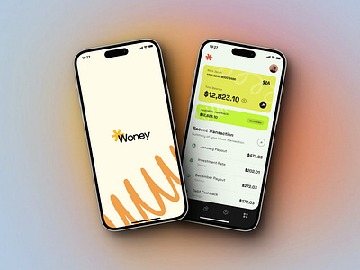 Woney - Fintech App Design app design design figma fintech graphic design minimal money app product design ui ux visual design website