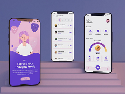 Mobile App : YourPartner branding consultation graphic design health illustration intro mental health mobile mobile app mood ui ui mobile ui ux