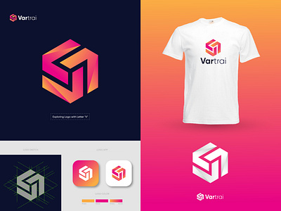 Vartral Logo Design abstract branding design geometric letter logo logo logo design logotype minimalist modern modern logo v letter logo v logo