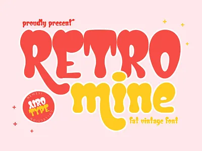 Retro Mine - Modern Vintage Font boho font bold font bubble font cute font design font fonts graphic design groovy font handwriting hippie font lettering old font retro retro font retro vintage script typeface typography vintage font