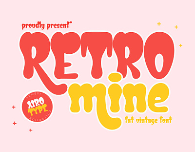 Retro Mine - Modern Vintage Font boho font bold font bubble font cute font design font fonts graphic design groovy font handwriting hippie font lettering old font retro retro font retro vintage script typeface typography vintage font