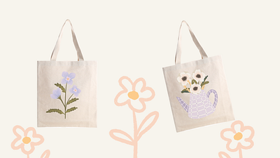 Floral Tote bags Design branding butterfly clip art colorful cuteillustration design floral flowers illustration procreate