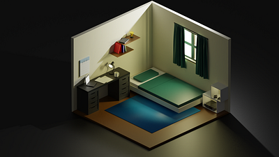 Isometric Minimalist Room 3d blender design gaming room graphic design