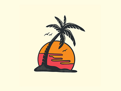 SUNSET PALM adobe badge badgetemplate branding design flat design graphic design icon illustration logo ui vector