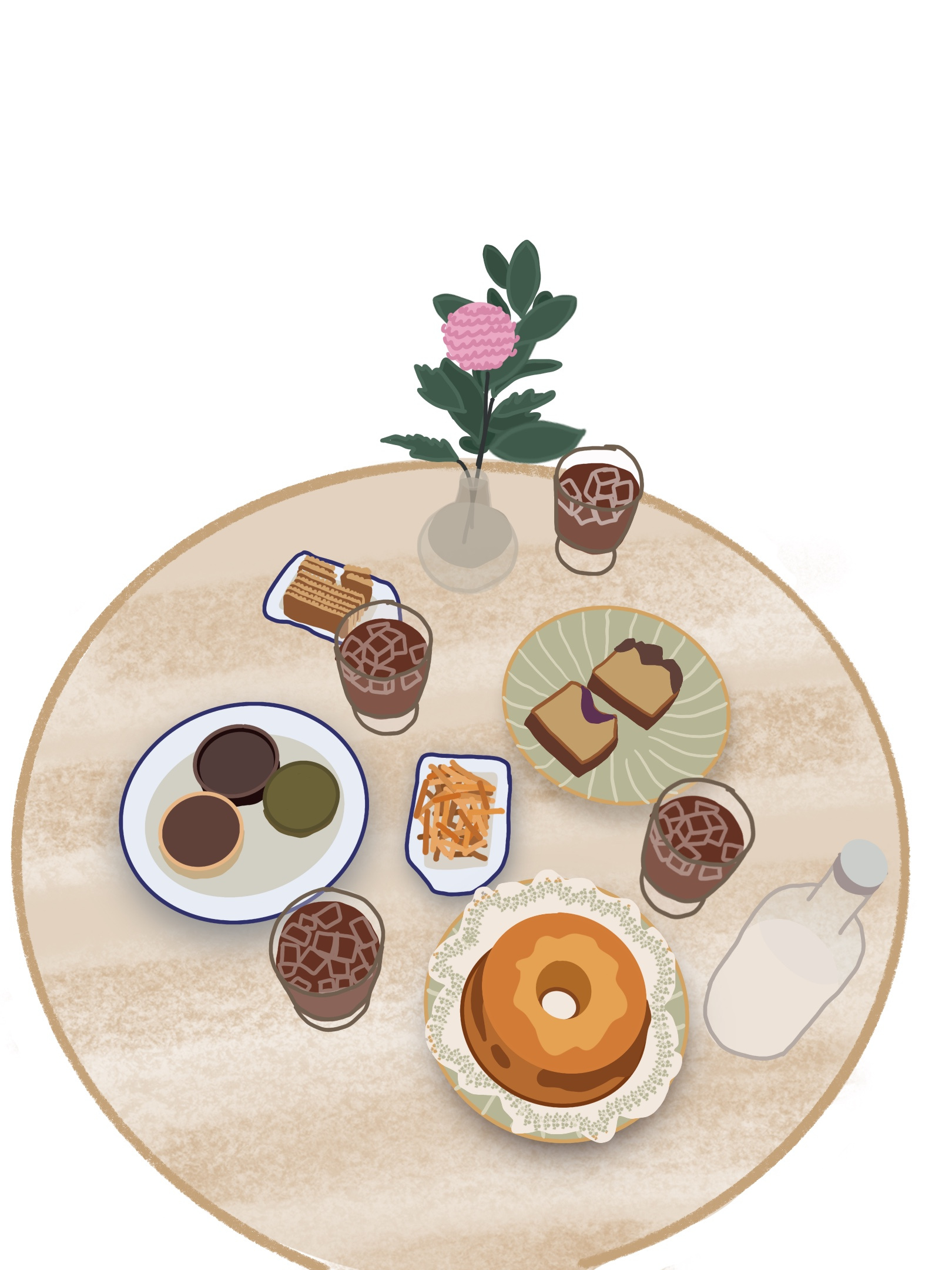 Tea time with friends illustration