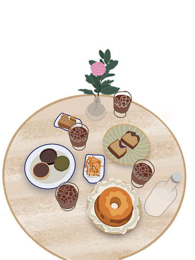 Tea time with friends illustration