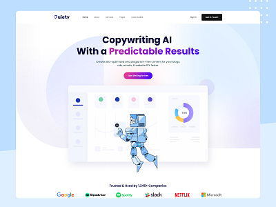 AI Copywriting Landing Page ai robot artificial intelligence copywriter gradient homepage landing landing page landingpage machine learning page robot uiux website website design