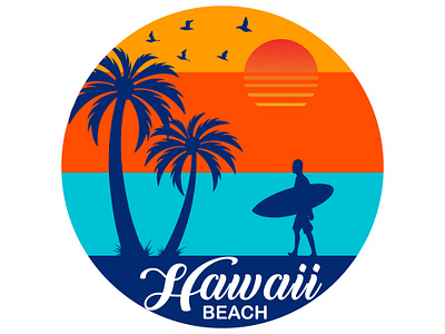 Hawaii Beach T-shirt Design Vector Illustration beach beach vacation design hawaii illustration palm retro sunset sunset surf surfboard surfer surfing t shirt t shirt design typography vacation vector world