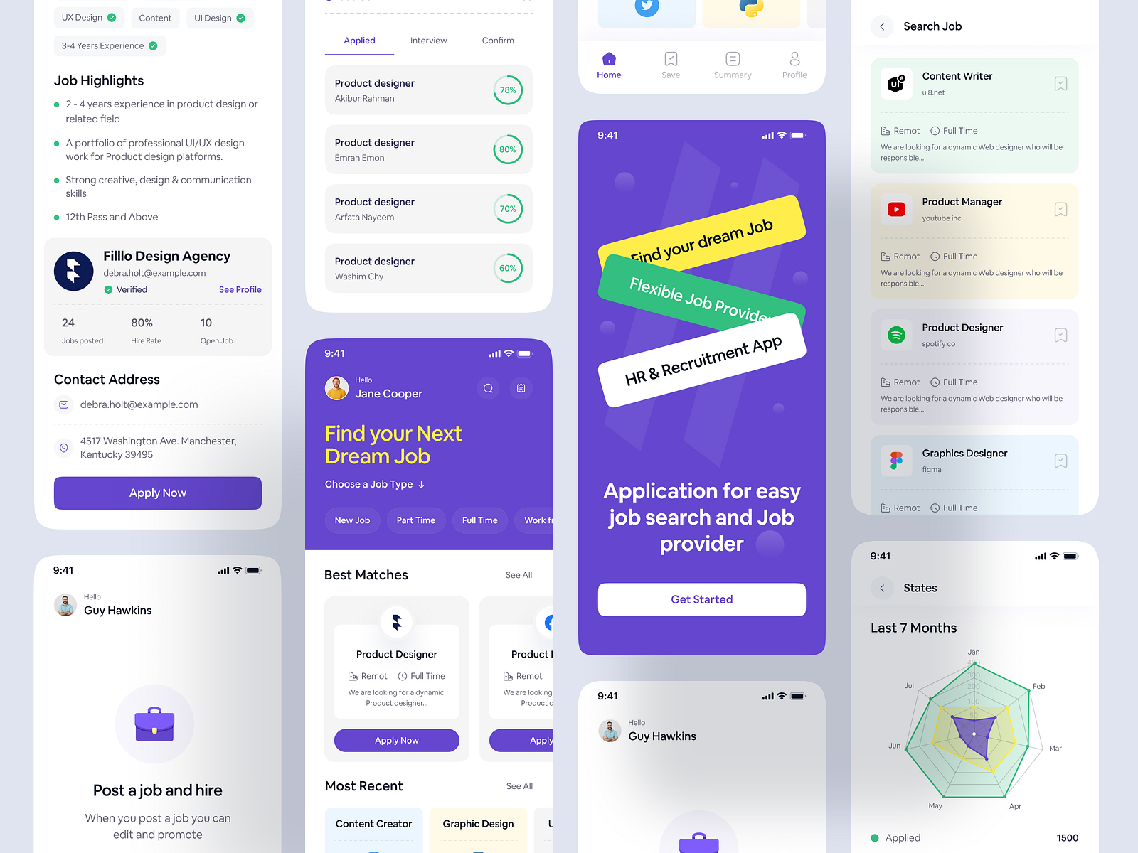 HR & Recruitment App UI Kit by Filllo Design Agency on Dribbble