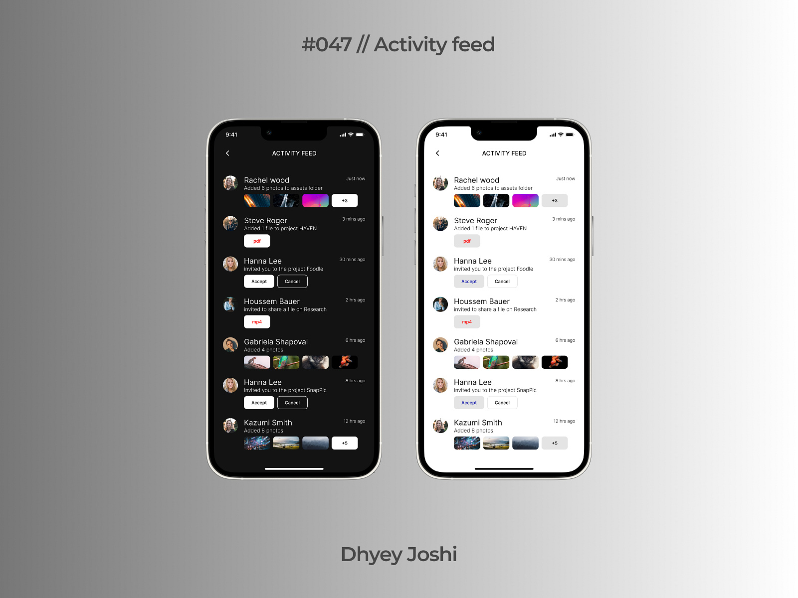 Day 047   Activity Feed By Dhyey Joshi On Dribbble