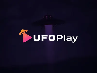 UFOPlay - UFO/Spaceship and Play Logo Concept astro astrology branding cosmos flat fly gradient logo logo design modern logo music logo play play button sky space space logo spaceship startup ufo ufo logo