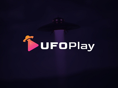 UFOPlay - UFO/Spaceship and Play Logo Concept astro astrology branding cosmos flat fly gradient logo logo design modern logo music logo play play button sky space space logo spaceship startup ufo ufo logo