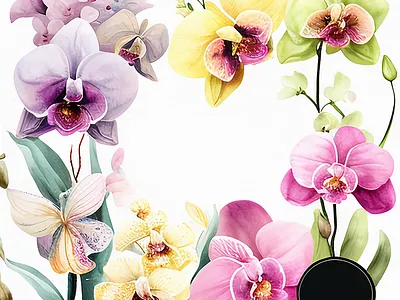 Orchid Flower Watercolor Spring Clipart flower leaves orchid spring watercolor