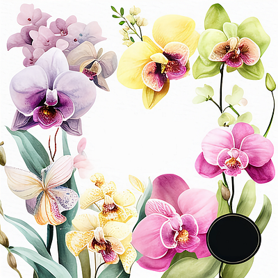 Orchid Flower Watercolor Spring Clipart flower leaves orchid spring watercolor