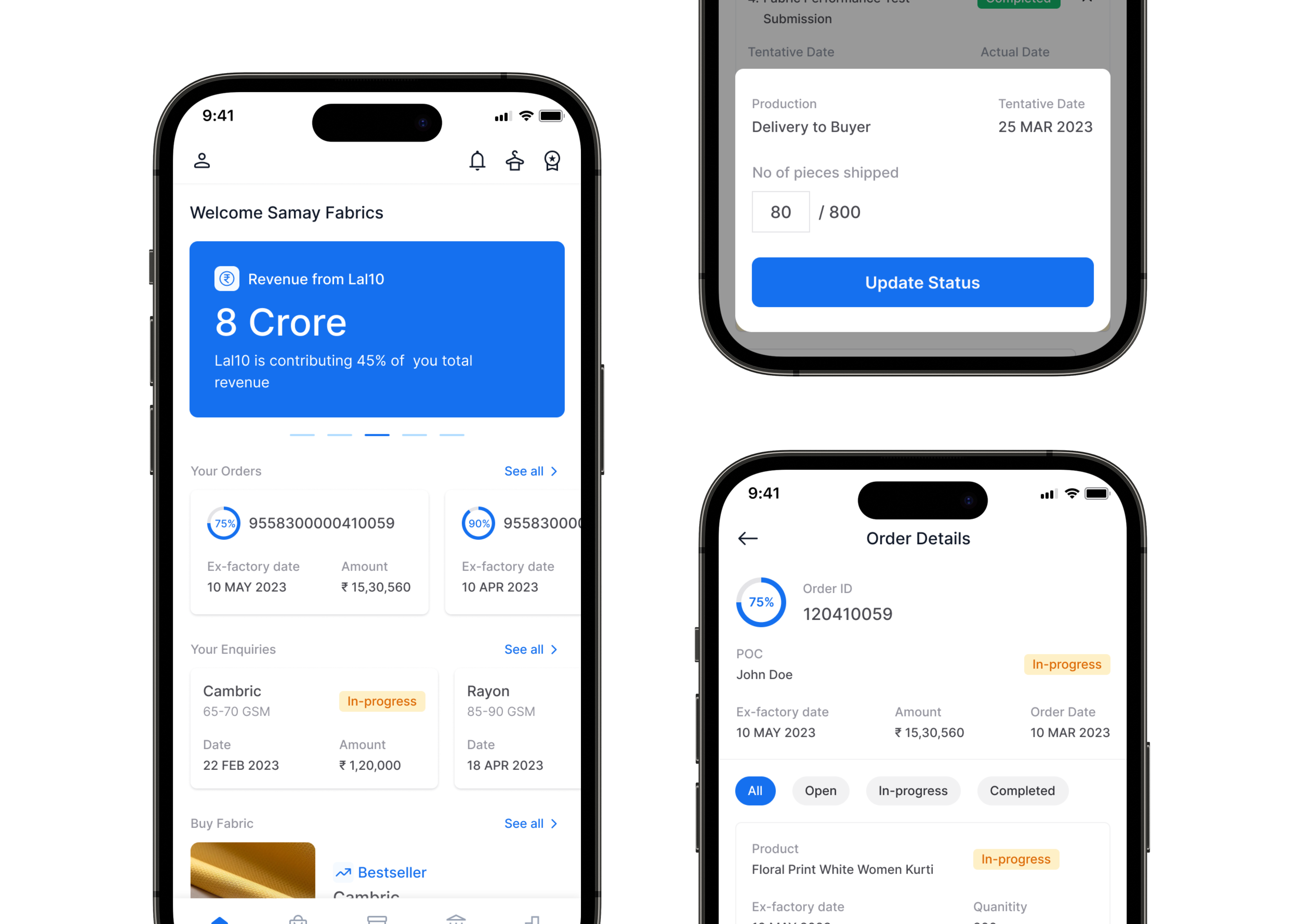 SaaS for Fabric Manufacturer android app buyerapp card design designsystem fabric fabricapp illustration ios lal10 logo manufacturer manufacturing minimal mobile ui