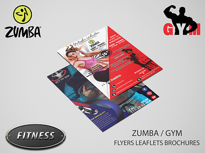 Fitness - Zumba / Gym Flyers, Leaflets, Brochures adds fitness graphic design gym mockup poster posts rollups zumba