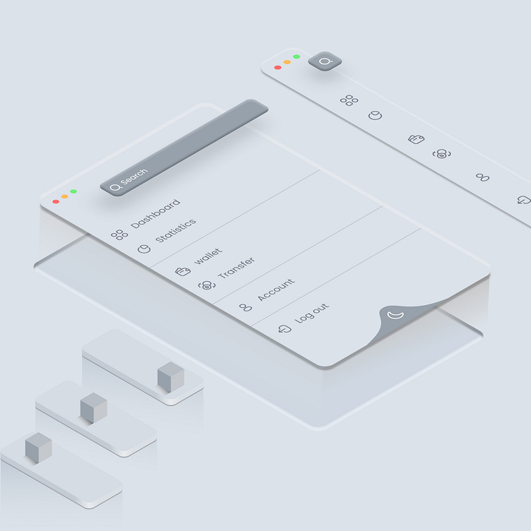 Simple side menu Isometric UI concept by Gaster Studio on Dribbble