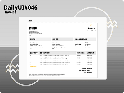 Daily UI Challenge #046 || Invoice branding dailyui design graphic design iillustration illustration logo ui vector web design