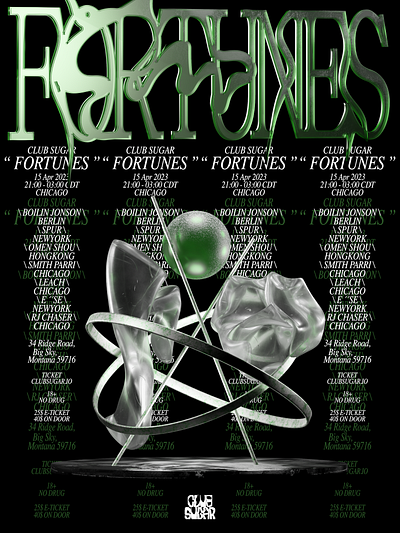 " FORTUNES " 𝕻𝕺𝕾𝕿𝕰𝕽 𝖁𝕴𝕾𝖀𝕬𝕷 3d 3dtype albumart chrometype graphic design poster poster design poster visual render