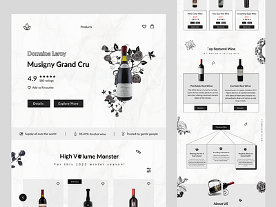Web Landing page UI design using Figma for a Wine Company. figma productlandingpage ui uiux design winelandingpage