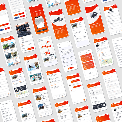 Mobile App UI/UX Design - Joyriid android app application bold design e commerce experience interface ios iphone joyriid mobile mockup orange platform powersport rental screen splash vehicle