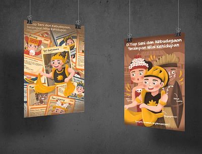 Poster Illustration : Nilai Kebudayaan brown culture diversity illustration indonesia poster