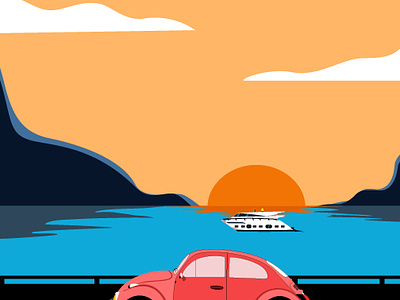 SUNSET SCENE ILLUSTRATION design graphic design illustration motion graphics vector