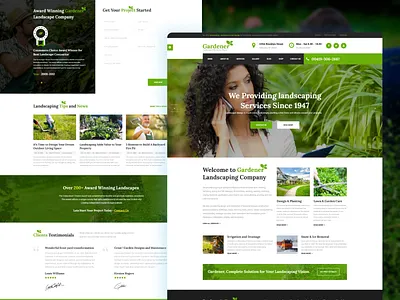 Gardener - Gardening and Landscaping Web Design agriculture branding business clean design creative design farmer shop figma florist garden gardening logo minimal minimal design modern portfolio typography ui vector website
