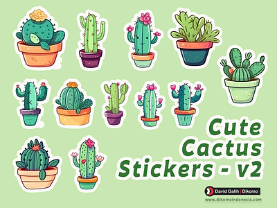 Cute Cactus Sticker Pack by Dikomo.id dikomo.id.