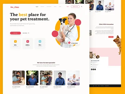 Online Pet Clinic animal hospital best pet clinic clinicnpet hospital design landing page pet clinic pet shop pet treatment ui uiux