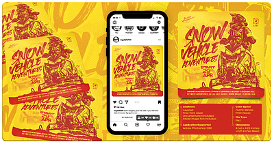 Snow Vehicle Adventures Sport Flyer 300 dpi advertise banner branding cmyk design extreme game extreme sport extreme vehicle graphic design print ready print templates red snow bike sport event sport flyer square dimension template x game yellow