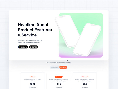 UI Snap - Headline About Product Page headline about features page