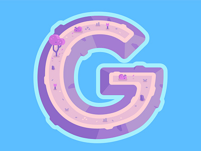 36 Days Of Type | G 36daysoftype affinity designer flat illustration island isometric japane landscape letter g pink island pink tree vector