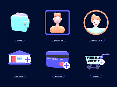 icons 3d 3d add card add cart add home animation app branding design graphic design icon illustration logo mobile motion graphics ui ux vector