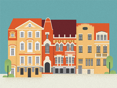 Vilnius buildings architecture city digital flat illustration lithuania vector vilnius