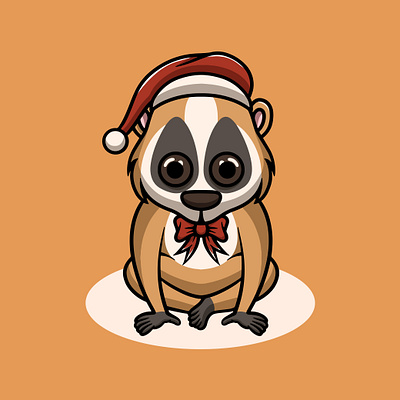 Cute Slow Loris on Christmas branding graphic design holiday loris ui