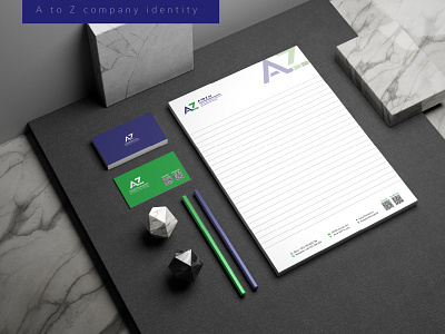 A to z Company Identity atoz design greenidentity identity illustrator marble marblemockup stationay