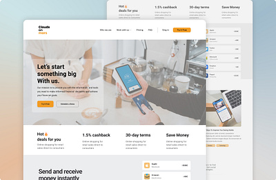 Smart Bank Landing page 3d banking card design hero homepage product technology ui ux webapp