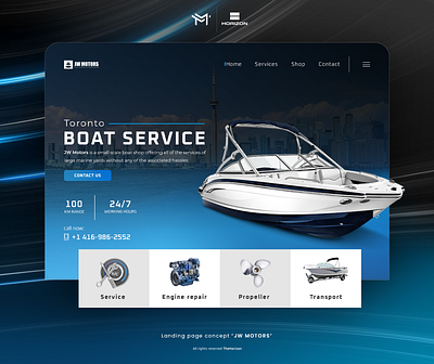 JW MOTORS - LP 3d animation boat branding design graphic design illustration logo ui ux web design webflow website