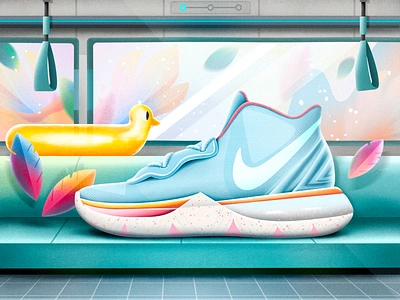 Nike Kicks on the Train! 2d abstract adobe adobe illustration adobe photoshop art artwork clean colorful creative design designer digital art flat graphic design illustration minimal modern simple vector