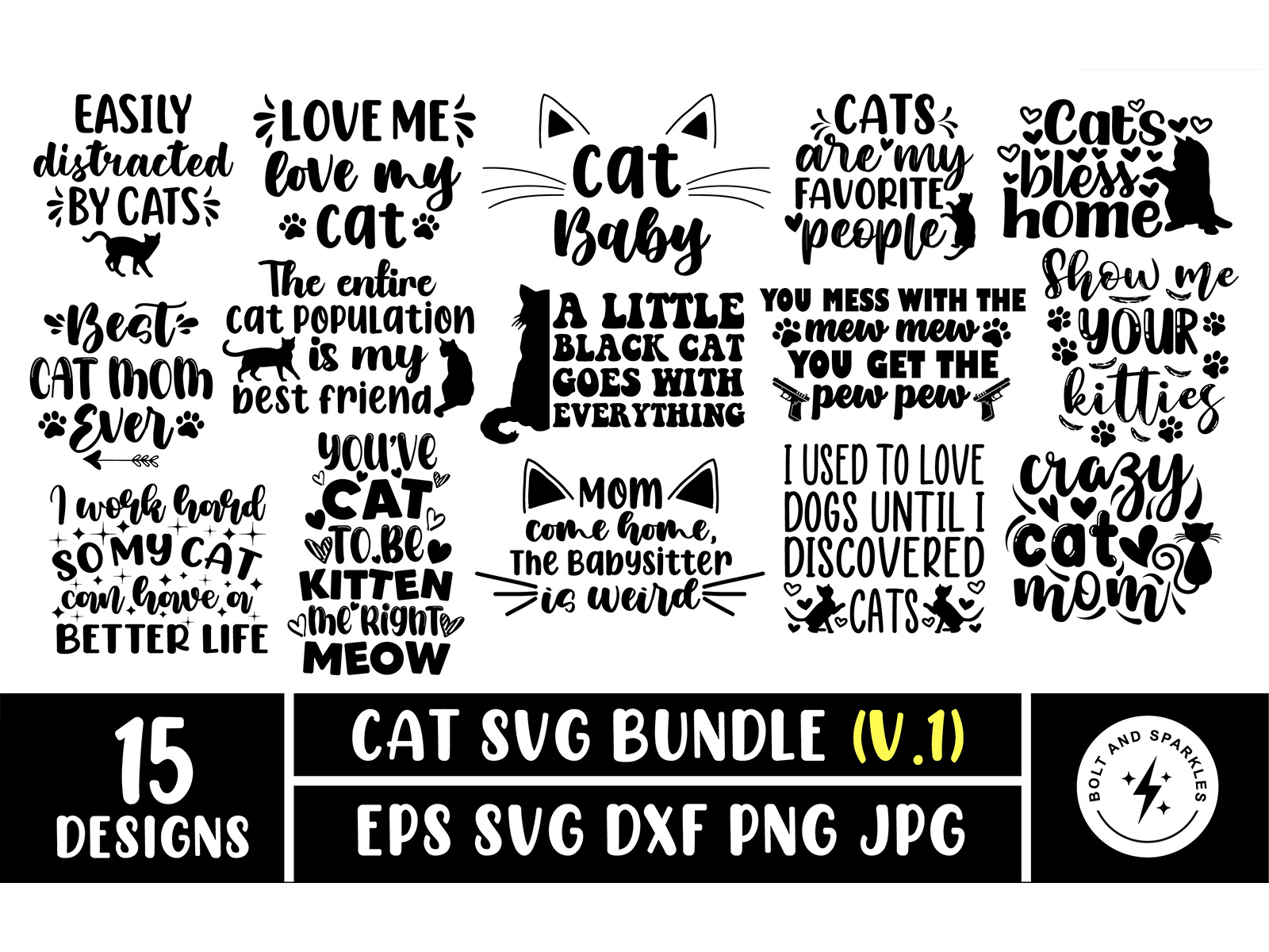 Cat SVG Bundle by Bolt and Sparkles on Dribbble