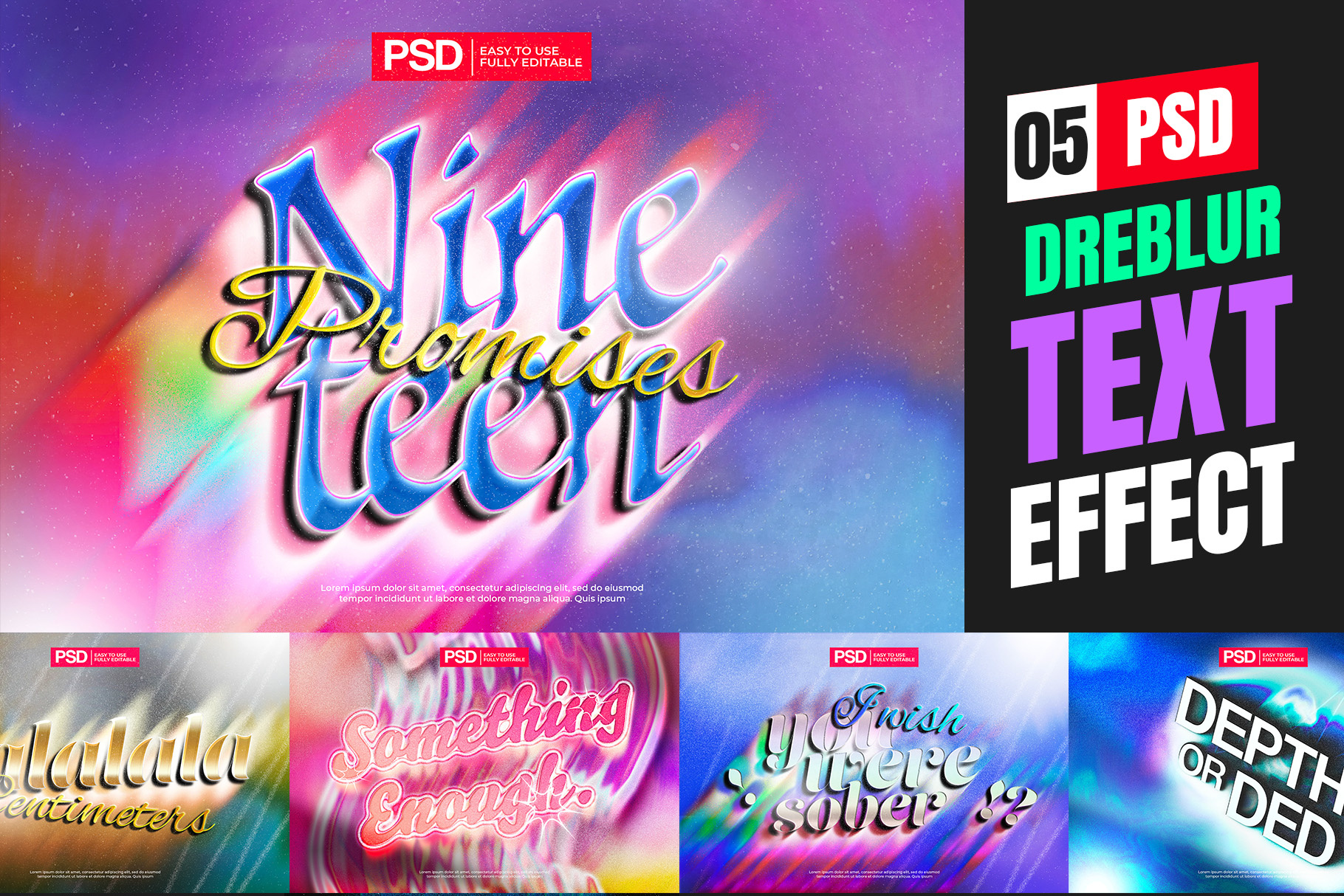 Dreamy Blur Text Effects Pack aesthetic backdrop dreamy text effect photoshop text style